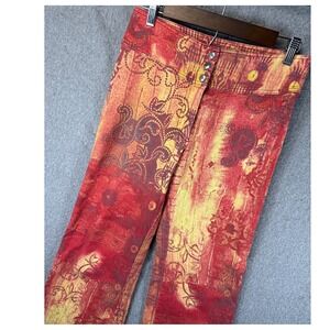 Legatte Jeans Pants Red Paisley Print Flare Leg Made in Italy Women Size M 29x31